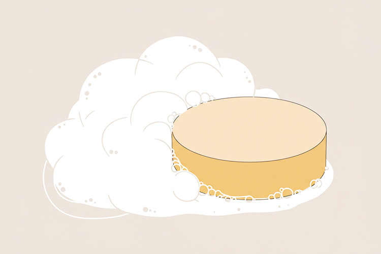 泡と石鹸を抽象的に表現したミニマルなイラスト