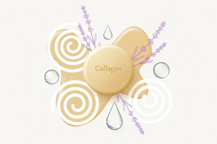 洗顔石鹸の美容成分を抽象的に表現したイラスト