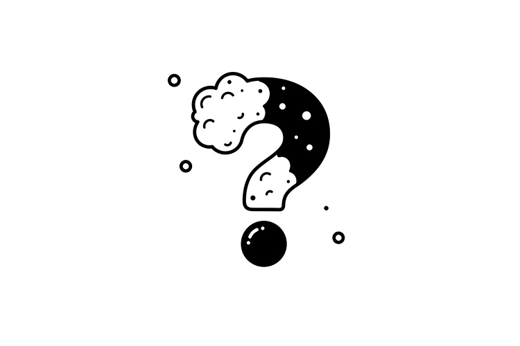 質問マークと泡のアイコンを組み合わせたイラスト