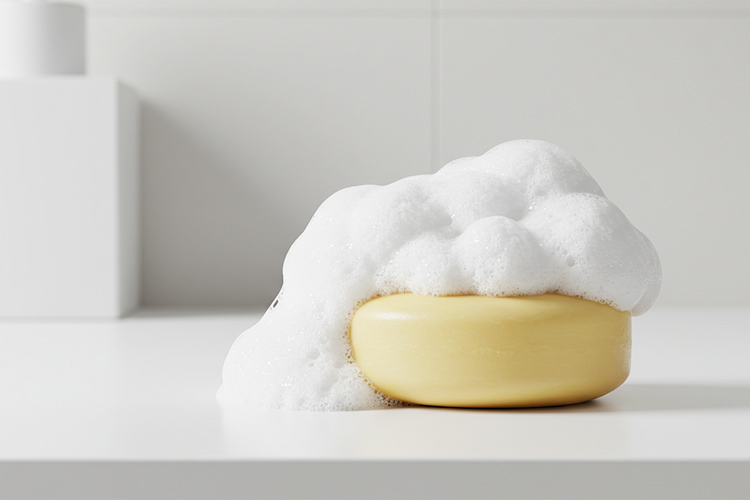 石鹸と泡の画像