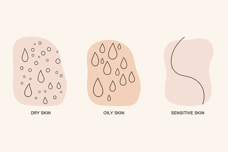 肌タイプ別洗顔料の比較イラスト