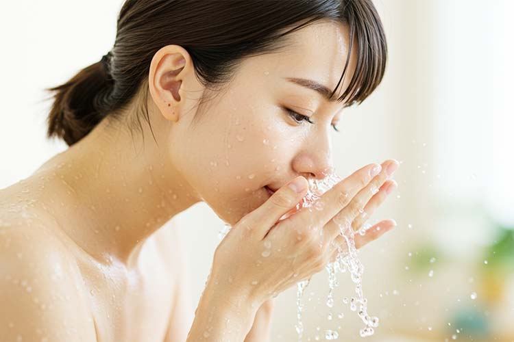 泡で優しく洗い、すすぎは十分に