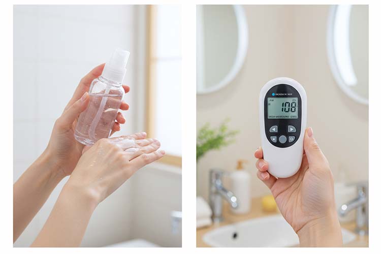 洗顔後の保湿ケア。化粧水で肌の潤いを閉じ込める
