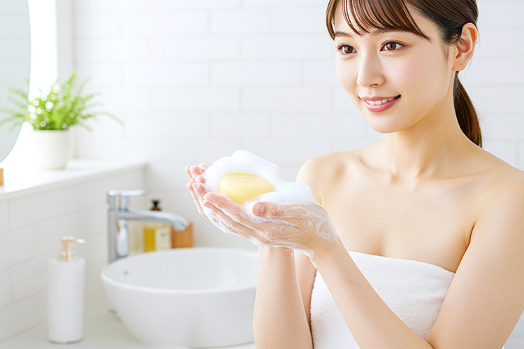 #肌をメイクする石鹸 使用イメージ