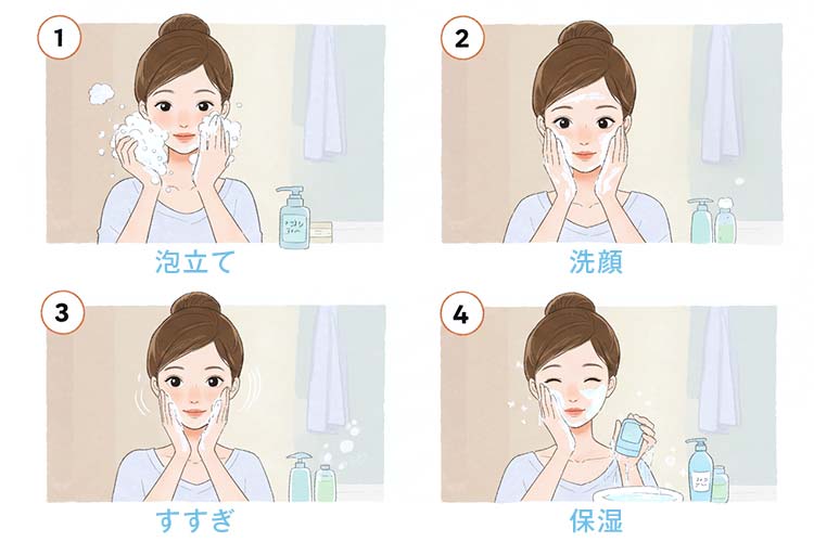 正しい洗顔方法のステップ