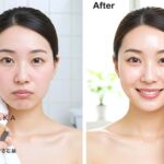 乾燥肌の洗顔前後の肌状態比較（左:洗顔後のつっぱり肌、右:正しい洗顔後の潤い肌）