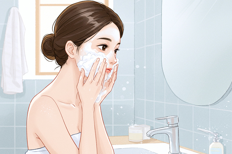 正しい洗顔方法のイラスト