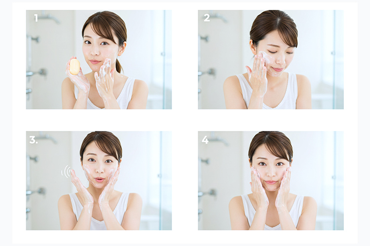 正しい洗顔方法の4ステップを写真で表現