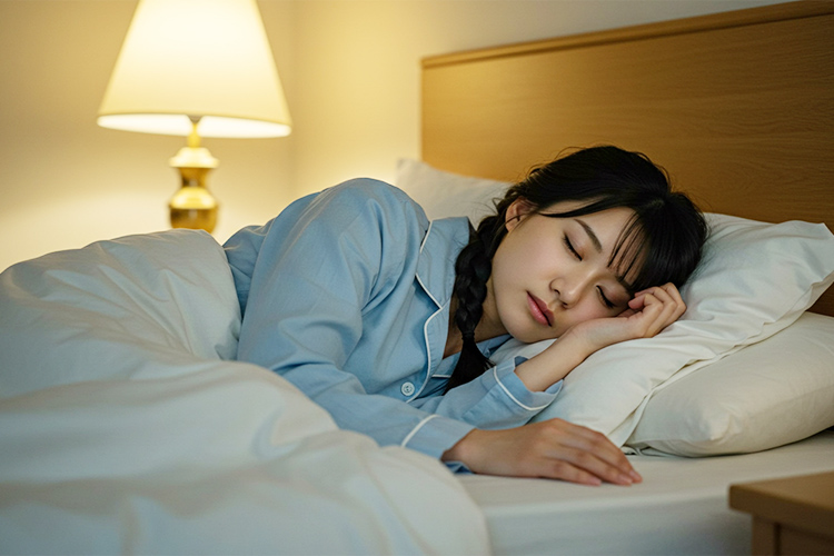 快適に眠る女性