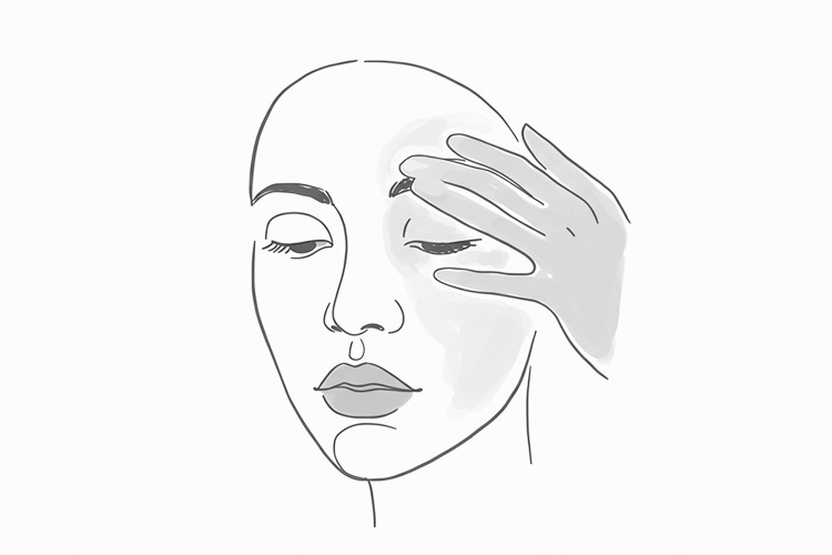 額から鼻筋に泡をのせてマッサージするイラスト