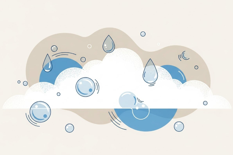 泡と水滴を抽象的に表現した洗顔のイラスト