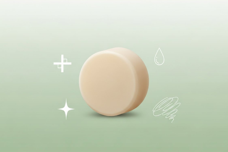 ニキビ肌向け洗顔石鹸と殺菌・保湿成分のイラスト